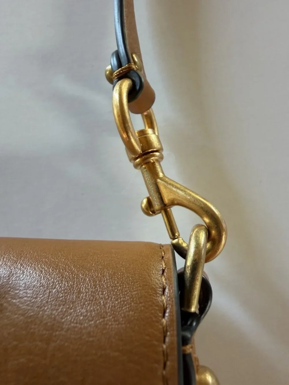 Rebecca Minkoff brown leather crossbody phone gold studded bag travel